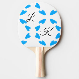 Raquette De Ping Pong Aquarelle bleu ciel simple ajoutez votre nom monog