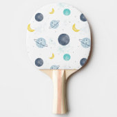 Raquette De Ping Pong Aquarelle Blue Space Planet Motif (Devant)
