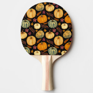 Raquette De Ping Pong Aquarelle Citrouilles : Automne Motif sans couture