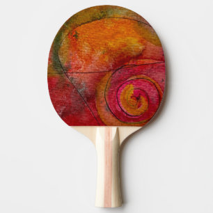 Raquette De Ping Pong Aquarelle Et Encre Joli Art Motif Abstrait