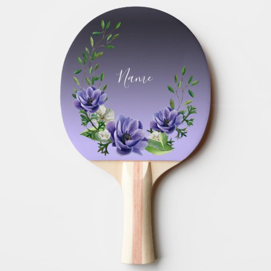 Raquette De Ping Pong Aquarelle Fleurs violettes Ping Pong (Dos)