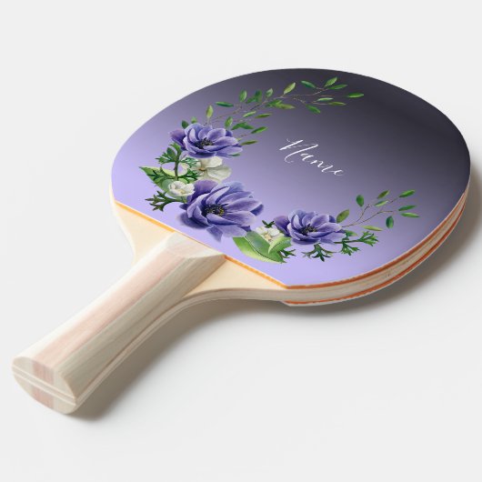 Raquette De Ping Pong Aquarelle Fleurs violettes Ping Pong (Devant Angle)