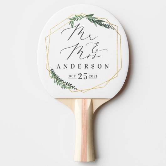 Raquette De Ping Pong aquarelle géométrique or (Devant)