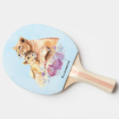 Raquette De Ping Pong Aquarelle mignonne Mère Lion & Cub (Côté)