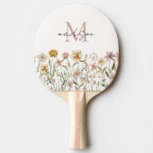 Raquette De Ping Pong Aquarelle monogramme Fleur sauvage Floral de prair (Devant)