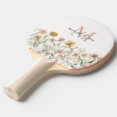 Raquette De Ping Pong Aquarelle monogramme Fleur sauvage Floral de prair (Devant Angle)