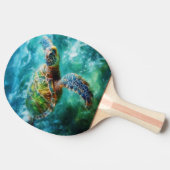 Raquette De Ping Pong Aquarelle Natation Tortue de mer (Côté)