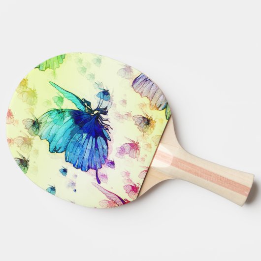 Raquette De Ping Pong Aquarelle Papillons Ping Pong Paddle (Côté)