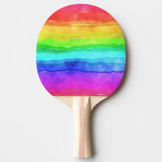 Raquette De Ping Pong Aquarelle Rainbow Stripes Design (Devant)