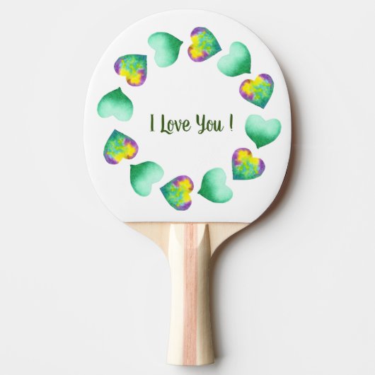 Raquette De Ping Pong Aquarelle romantique Cute Vert Saint Valentin (Devant)