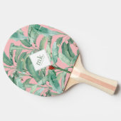Raquette De Ping Pong Aquarelle rose banane tropicale Feuilles Monogramm (Côté)