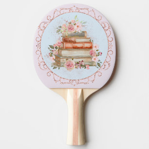 Raquette De Ping Pong Aquarelle Roses Roses Roses et Livres Floral