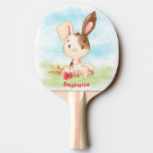 Raquette De Ping Pong Aquarelle rouge Petit Lapin (Dos)