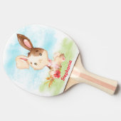 Raquette De Ping Pong Aquarelle rouge Petit Lapin (Côté)