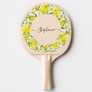 Raquette De Ping Pong Aquarelle Rustique Boho Jaune Daffodique Personnal