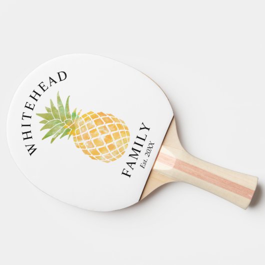 Raquette De Ping Pong Aquarelle tropicale ananas Monogramme (Côté)