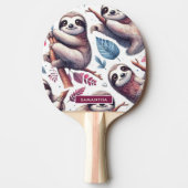 Raquette De Ping Pong Aquarelle vintage mignonne (Devant)