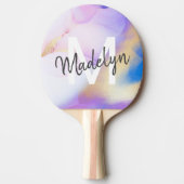 Raquette De Ping Pong Aquarelle violet Abstrait Girly Luxury Monogramme (Devant)