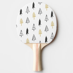 Raquette De Ping Pong Arbre de Noël moderne Motif d'or noir