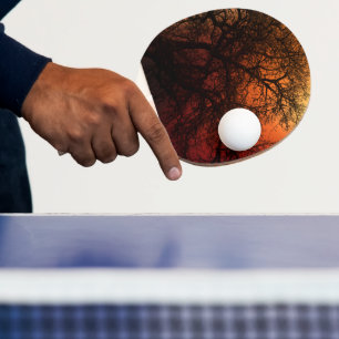 Raquette De Ping Pong Arbre d'hiver Silhouette