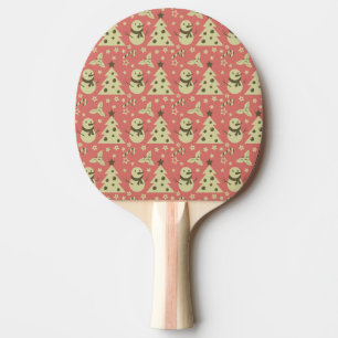 Raquette De Ping Pong Arbres de Noël rétro sucre de canne étoile aux bai