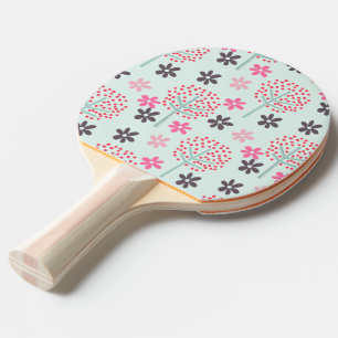 Raquette De Ping Pong Arbres, fleurs et ours de panda