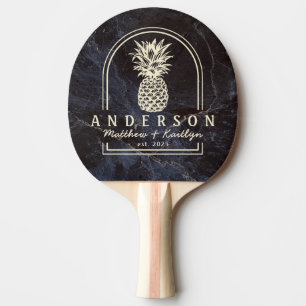 Raquette De Ping Pong Arc de mariage ananas en pierre sombre modeste & n