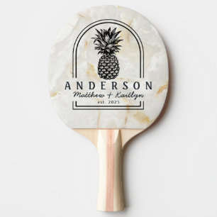 Raquette De Ping Pong Arc de mariage au calacatta gold marble et ananas