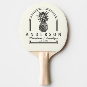 Raquette De Ping Pong Arc de mariage au pin parasol noir chaud et ivoire