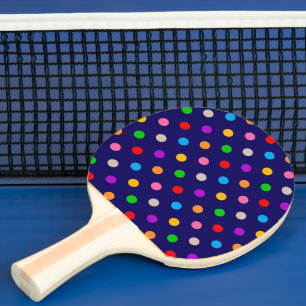Raquette De Ping Pong Arc-en-ciel Coloré à Points Bleus 