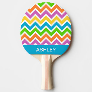 Raquette De Ping Pong Arc-en-ciel Coloré Clair Chevron Personnalisé