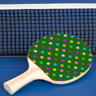 Raquette De Ping Pong Arc-en-ciel Coloré Points noirs Vert