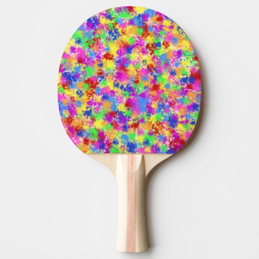 Raquette De Ping Pong Arc-en-ciel de peinture d'éclaboussure d'arrière - (Devant)