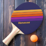 Raquette De Ping Pong Arc-en-ciel de raisin vintage avec nom<br><div class="desc">La pagaie de ping-pong Vintage Rainbow Striped Raisin avec le nom apporte une énergie ludique et dynamique à chaque match. Dotée d'une toile de fond couleur raisin et de rayures arc-en-ciel animées, cette pagaie allie style rétro et touche personnelle grâce à son nom personnalisable. Parfait pour les joueurs qui aiment...</div>