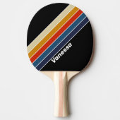 Raquette De Ping Pong Arc-en-ciel rétro avec nom (Devant)