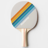 Raquette De Ping Pong Arc-en-ciel rétro avec nom (Devant)