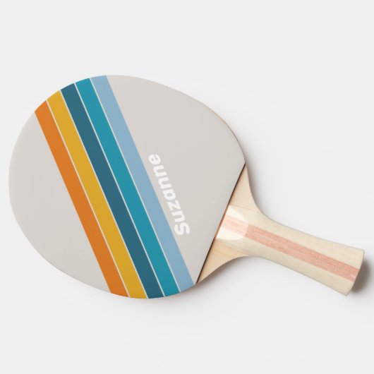 Raquette De Ping Pong Arc-en-ciel rétro avec nom (Côté)