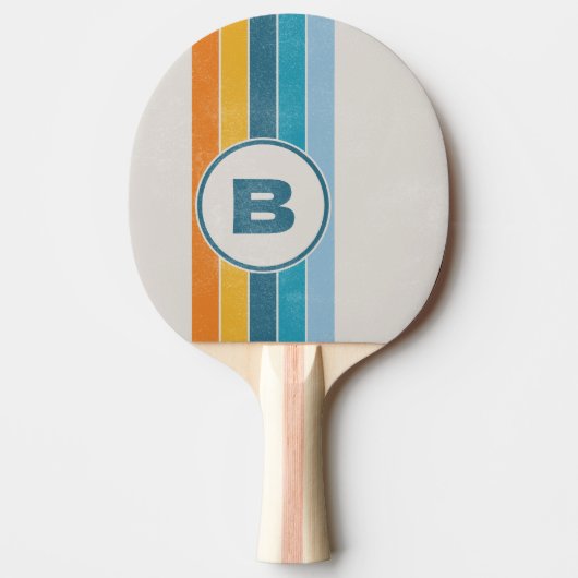 Raquette De Ping Pong Arc-en-ciel rétrogradé avec initial (Devant)