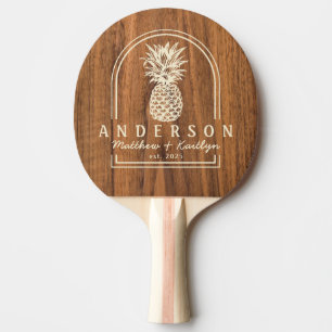 Raquette De Ping Pong Arche de mariage au pin et ananas Bois d'Orme & No