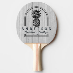 Raquette De Ping Pong Arche de mariage en bois gris poli en forme de ana
