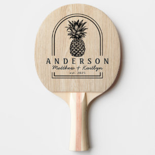 Raquette De Ping Pong Arche de mariage en pin blanc avec ananas et nom