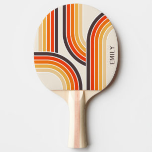 Raquette De Ping Pong Arcs et lignes rétro colorés