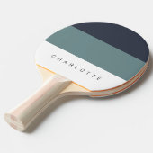 Raquette De Ping Pong Ardoise Moderne Trois Tons avec Nom (Devant Angle)