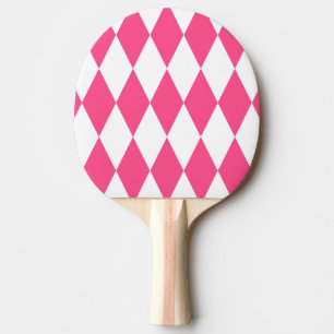 Raquette De Ping Pong Arlequin rose blanc Diamants Checkers Design