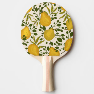 Raquette De Ping Pong Arrière - plan blanc Feuille de poires jaunes