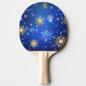Raquette De Ping Pong Arrière - plan Bleu XMAS avec des flocons de neige (Dos)