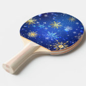 Raquette De Ping Pong Arrière - plan Bleu XMAS avec des flocons de neige (Devant Angle)