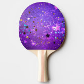 Raquette De Ping Pong Arrière - plan de feuille violet avec étoiles (Dos)