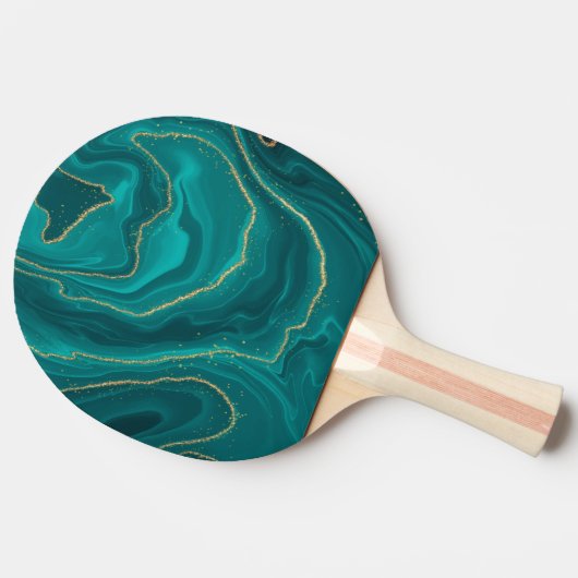 Raquette De Ping Pong Arrière - plan en marbre liquide turquoise avec (Côté)