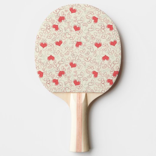 Raquette De Ping Pong Arrière - plan mignon de coeurs (Devant)